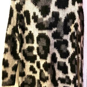 Maje Black and White Leopard Print Mini Knitwear Dress